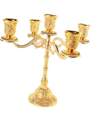 2pcs Antik Alaşım Pillar Candelabra Düğün Merkez Parçası Mum Tutucu-5 Kol(Yurt Dışından)