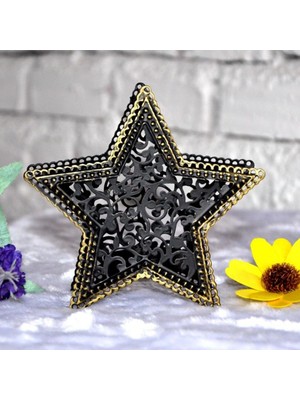 3D Hollow Star Faslı Şamdan Candle Çay Işık Tutucu Partisi 6-Set