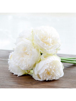15PUECES Süt Beyaz Şakayık Simülasyon Çiçekleri Buket Ev Düğün Partisi Dekor