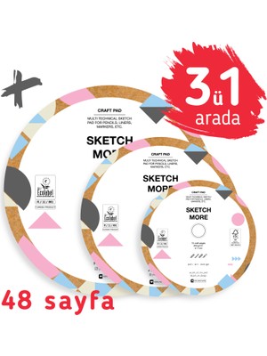 Poli Art Design Super Set 3ü1 Arada Yuvarlak Kraft Albüm D11+D15+D20 cm (Karışık Teknikler Için)