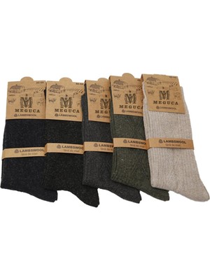 Meguca Socks Erkek Kışlık Termal Etkili Lambswool Yün Çorap 12 Çift