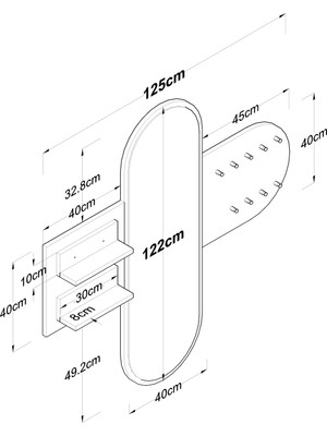 Rani P3 Aynalı Duvar Askısı Boy Aynası Sepet Ceviz - Beyaz Vestiyer