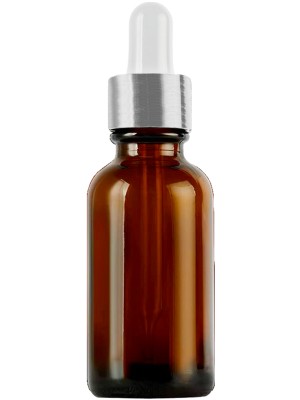 Afracam 20 cc Amber Damlalık Metal Gümüş Sızdırmaz Kapaklı 20 ml Dropper Cam Serum Şişesi 1 Adet