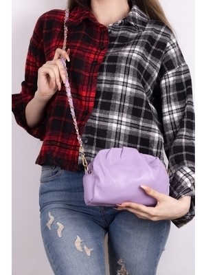 Power Speed  Kadın Mor Örgü Zincir Detaylı Yumuşak Deri Çapraz Çanta TBC148