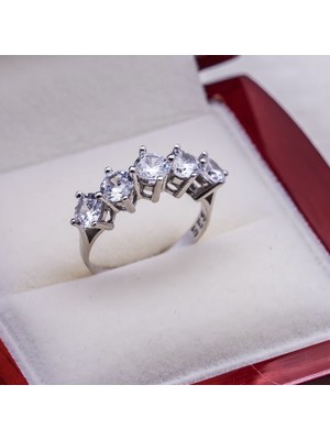 925 Ayar Gümüş Beştaş Bayan Yüzük Model 14