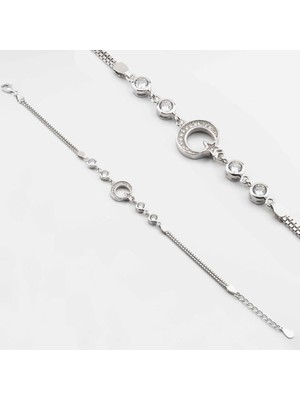 925 Gümüş 925 Ayar Gümüş Ay Yıldız Model Bayan Bileklik