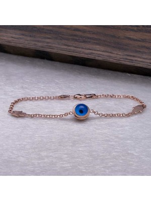 925 Gümüş 925 Ayar Gümüş Nazar Boncuklu Bayan Bileklik Model 3