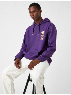 Koton Baskılı Kapşonlu Sweatshirt Şardonlu