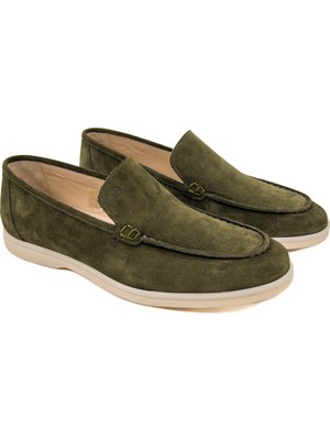 River World Erkek Model Ayakkabısı Hakiki Süet Koyu Yeşil Renk Loafer Alr