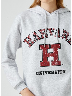 Koton Oversize Kolej Sweatshirt Kapüşonlu Baskılı Harvard Lisanslı