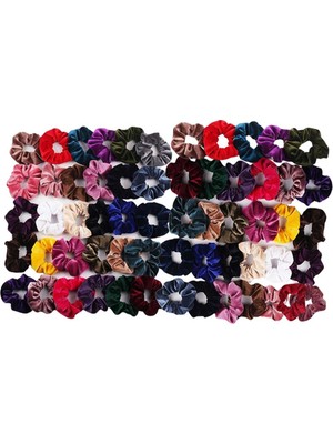 Lovoski 60X Renkli Velvet Saç Scrunchies Set Elastik Saç Bobbles At Kuyruğu Tutucu (Yurt Dışından)