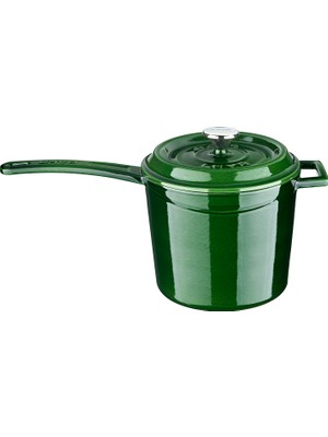 Lava Döküm Yuvarlak Sos Tenceresi Metal Saplı Çap(Ø18 Cm, Majolica Yeşil
