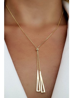 925ayar Gümüş Üzerine Altın Kaplama Tasarım İtalyan Y Kolye