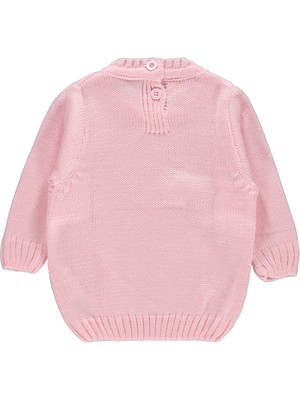 Civil Baby Kız Bebek Triko Kazak Pembe Bisiklet Yaka 6-18 Ay Günlük Kullanım İçin