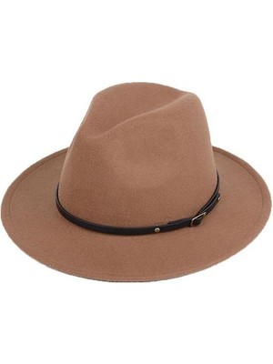 Three Beans Kadın Yün Leopar Baskı Geniş Brim (Brown A) ile Fedora Şapkası Keçe (Yurt Dışından)