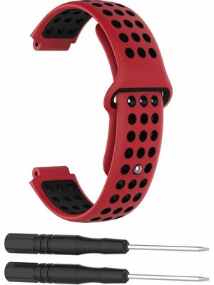 Markacase Garmin Forerunner 220 230 235 Uyumlu Delikli Silikon Kordon Kırmızı Siyah
