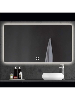 Dnr-Mirror80x120 Cm Dokunmatik Beyaz Ledli Dikdörtgen Banyo Aynası