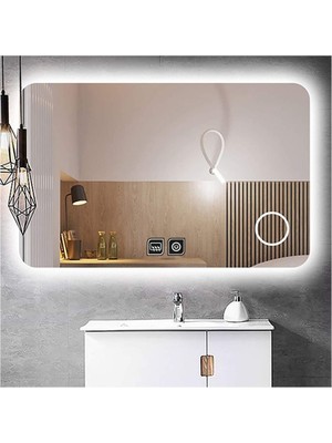 Dnr-Mirror80x120 Cm Buğu Yapmayan Makyaj Aynalı Dokunmatik Beyaz Ledli Dikdörtgen Banyo Aynası