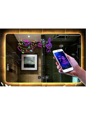 Dnr-Mirror75x105 Cm Bluetoothlu Buğu Yapmayan Dokunmatik Günışığı Ledli Dikdörtgen Banyo Aynası