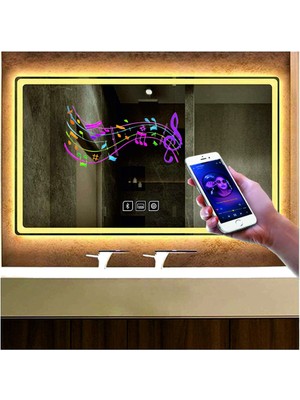 Dnr-Mirror60xDnr-Mirror 70 cm Bluetoothlu Buğu Yapmayan Dokunmatik Günışığı Ledli Dikdörtgen Banyo Aynası