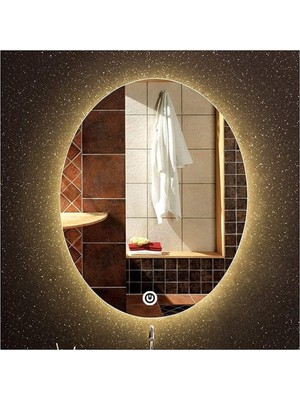 Dnr-Mirror60xDnr-Mirror 80 cm Dokunmatik Tuşlu Günışığı Ledli Elips Banyo Aynası