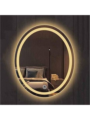 Dnr-Mirror80x100 Cm Dokunmatik Tuşlu Kumlamalı Günışığı Ledli Elips Banyo Aynası