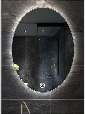 Dnr-Mirror60xDnr-Mirror 80 cm Dokunmatik Tuşlu Beyaz Ledli Elips Banyo Aynası
