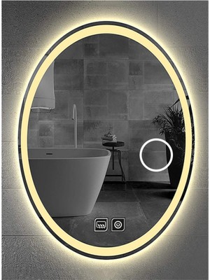 Dnr-Mirror50xDnr-Mirror 70 cm Buğu Yapmayan Dokunmatik Tuşlu Makyaj Aynalı Kumlamalı Günışığı Ledli Elips Banyo Aynası