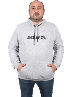 Starbattal Büyük Beden Sweatshirt Kapşonlu Rebirth 22701-GRI