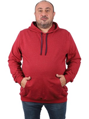 Starbattal Büyük Beden Basic Kapüşonlu Sweat 22705-BORDO