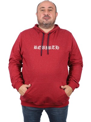 Starbattal Büyük Beden Sweatshirt Kapşonlu Rebirth 22701-BORDO