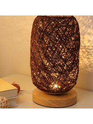 Sld Nordic Ahşap Masa Lambası Oturma Odası Yatak Odası Başucu Lambaları Sanat Dekorasyon Masası Rattan Sicim Lamba Top Işıkları USB Şarj | Masa Lambaları (Yurt Dışından)