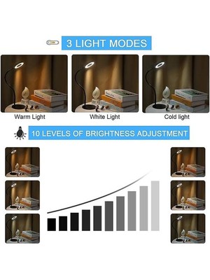 Sld Lambalar Klip Lamba Disk 48LED Masa Lambası Okuma Lambası 3 Işık Modları 10 Dim Parlaklık USB Güç (Yurt Dışından)