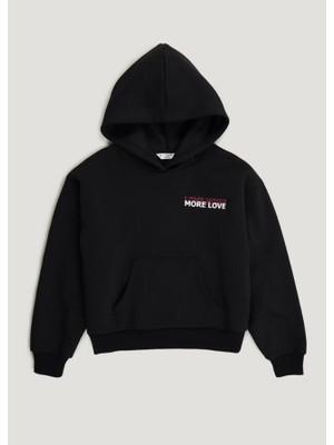 Kübra tekstil Kız Çocuk Kapüşonlu Baskı Detaylı Sweatshirt