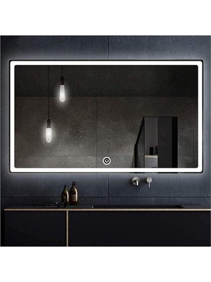 Dnr-Mirror70x110 Cm Dokunmatik Beyaz Ledli Dikdörtgen Banyo Aynası