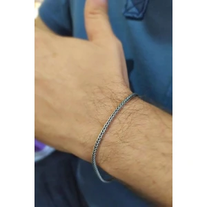 Erer Gümüş Gümüş Tilki Kuyruğu Model Erkek Zincir Bileklik