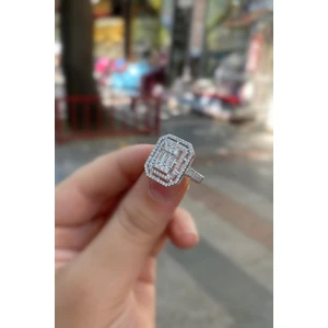 Erer Gümüş Gümüş Baget Taşlı Bayan Yüzük OZ56E26