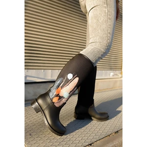 Sea & Blue Shoes Tüy Desenli Baskılı  Kadın Yağmur Çizmesi