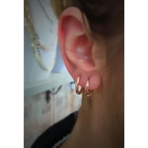 Erer Gümüş Gümüş 11 mm Rose Taşsız Halka Küpe