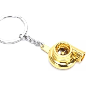 Key Rings Turbo Tasarımlı Anahtarlık-Metalik Krom Gold Renk
