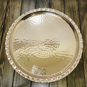 Dövme Bakır Çirtikli Tepsi 35 cm