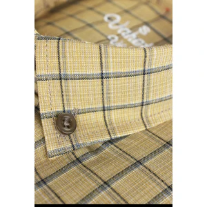 Erkek Mavi Kareli Uzun Kol Klasik Kesim Yaka Düğmeli Gömlek