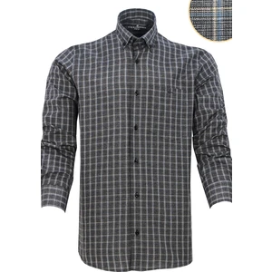 Erkek Mavi Kareli Uzun Kol Klasik Kesim Yaka Düğmeli Gömlek