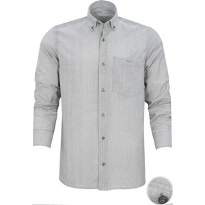 Erkek Gri Kareli Uzun Kol Klasik Kesim Yaka Düğmeli Gömlek