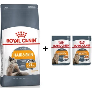 Royal Canin Hair&skin Hassas Tüylü Kediler Için Mama 4 kg + 2 Adet Yaş Mama Hediye