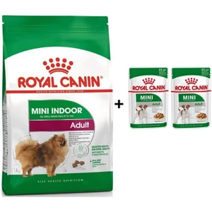Royal Canin Mini Indoor Adult Köpek Maması 1,5 kg + 2 Adet Yaş Mama Hediye