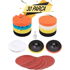 Oto Araç Araba Pasta Cila Çizik Giderici Yün Polisaj Süngeri Pedi 115 Mm Parlatma 30 Parça Seti