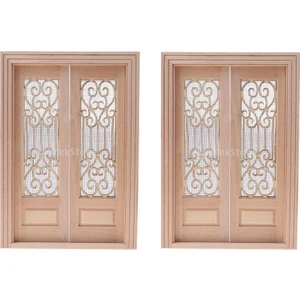 2 Set Boyasız 1:12 Dollhouse Ahşap Içi Boş Ekran Kapı (Yurt Dışından)