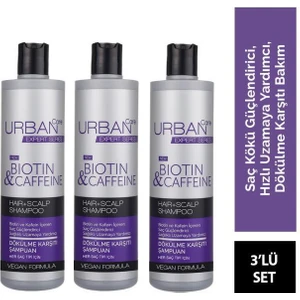 Urban Care Expert Biotin ve Kafein  Şampuan 350 ml x 3 -Hızlı Uzamaya -Vegan