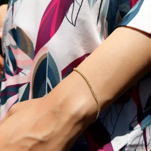 Agora Silver Kadın 925 Ayar Gümüş Sarı Taşlı Su Yolu Bileklik